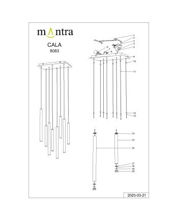 CALA * LÁMPARA BASE CUADRADA 8L LED COLANTES - VARIADO